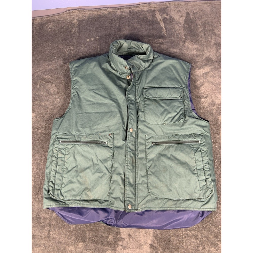 Penfield Down Puffer Vest Men's X-Large Green Blue Reversible Insulated Pockets